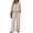 Khaki, variant on Lekode Womens Linen Set Fashion Outfits Loose Lounge Sets Wide Leg Pants Gauze Capri Set Linen Loungewear Sets Roll-up Sleeve Top Linen Pants Set Casual Loungewear Vintage Style Boho Black L
