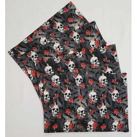 

Skulls Webs & Roses Placemats by Penny s Needful Things (Oval - Set of 8) (Canvas Red)