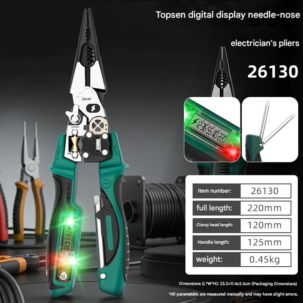 Wire Strippers with Electricity Measurement Function 8 in 1 Wire Stripping Pliers for Cutting Pulling Wires Scissors