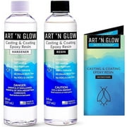 Art N Glow Epoxy Resin for Clear Casting and Coating - 16 Ounce Kit - Perfect for Molds, Crafts, Tumblers, Jewelry, Wood - Food Safe,Bubble Free, and Made in The USA