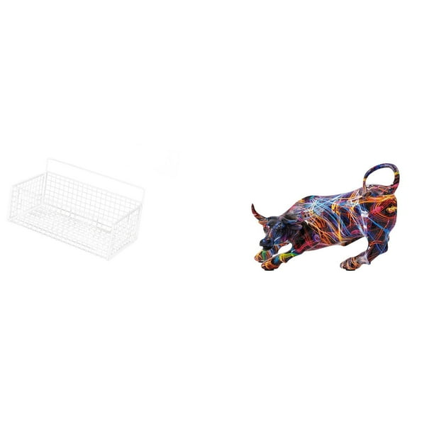 Cesta de almacenamiento colgante,Cesta de almacenamiento para gabinete organizador de pared colgante,Estatua de toro de resina,Pintura Resina Toro Estatua Escultura Inicio,Figuras de animales