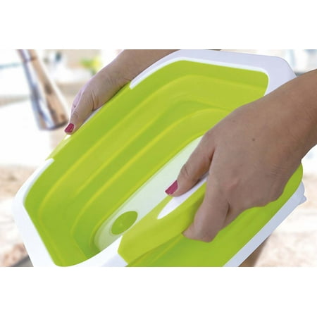 Folding Cutting Board With Basket | Collapsible Dish Tub with Draining Plug | Colander Fruits Vegetables Wash and Drain Sink Storage (Best Way To Store Fruits And Vegetables)
