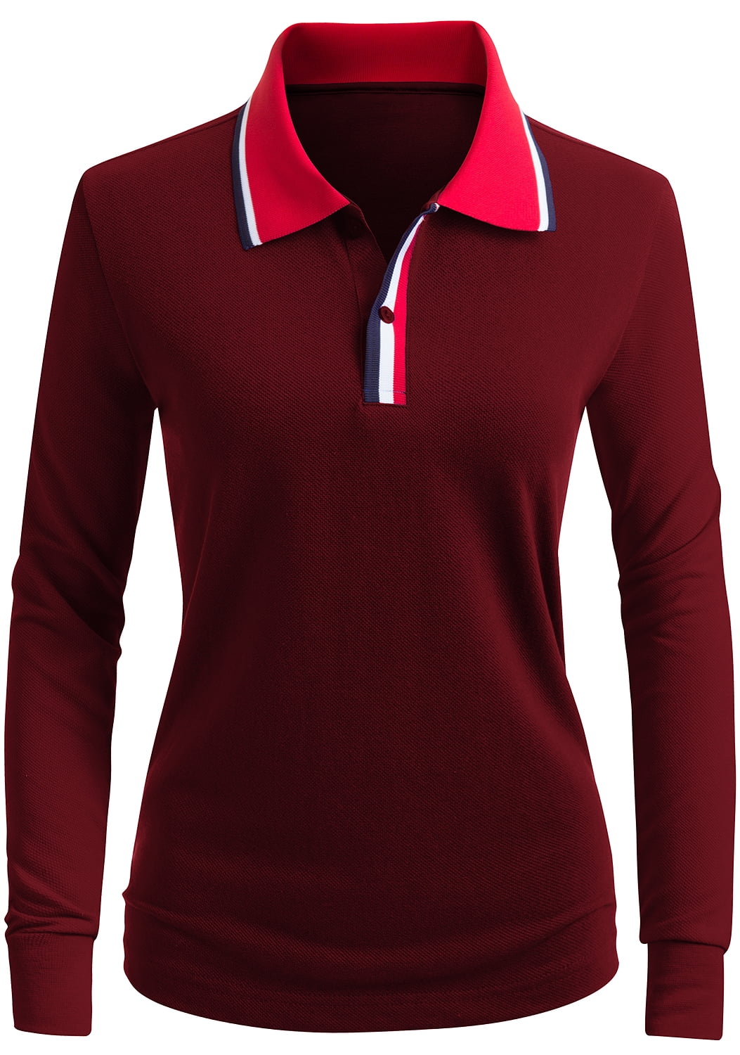 Collar Sweatshirt Long Sleeve Polo Two Buttons