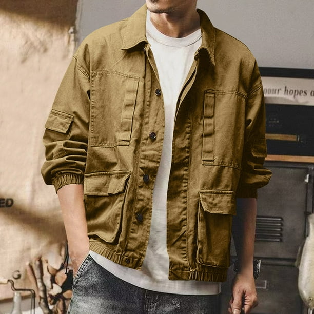 Puntoco Chaquetas De Abrigo Informales Sin Capucha De Manga Larga De Color Sólido A La Moda Para Hombre