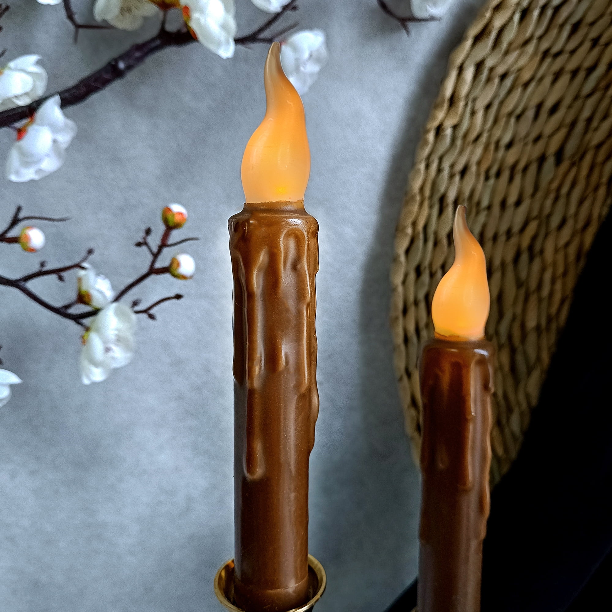 Flameless Candle Taper Candlesticks,4pcs Real Wax LED Tapered Dipped Candles 6 INCH Battery Powered Chandelier Remote Candle Sticks for Weddings Vigil Harry Potter