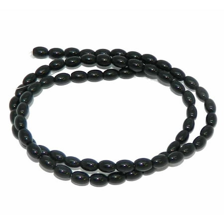 Onyx Loose Gemstone Beads Strand - 4x6mm Oval Black Onyx Dyed Gemstone, Loose Beads, 15 inch loose Strand