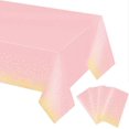 thumbnail image 1 of Paquete de 4 manteles desechables de plástico premium rosa y dorado para mesas rectangulares (137 x 274 cm), impermeables y desechables para cumpleaños y graduaciones., 1 of 4