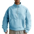 thumbnail image 2 of VSSSJ Half Zip Sweatshirts for Men Relaxed Fit Stand Collar Raglan Long Sleeve Pullover Fleece Lined Casual Solid Simple Fashion Sweatshirt Tops Light Blue M, 2 of 7