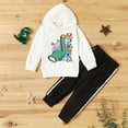 thumbnail image 3 of Kids Boy Clothes Little Boy Outfits Dinosaur Print Long Sleeve Hooded Tops Pants Set White 5-6 Years Little Boy Fall Clothes, 3 of 7