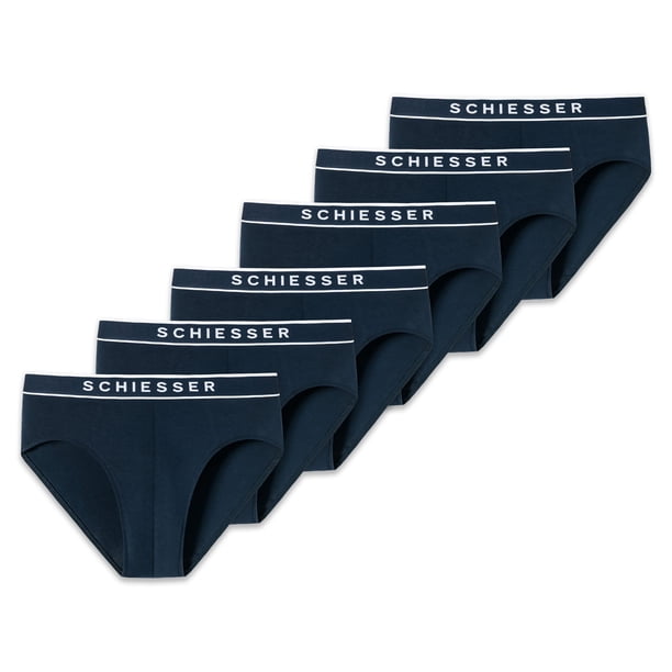 SCHIESSER Calzoncillos para hombre, paquete de 6 - «95/5», calzoncillos rio, cintura con logotipo, algodón elástico Azul L (Large)
