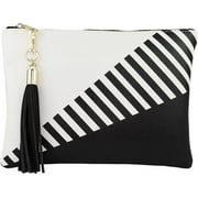 B BRENTANO Vegan Clutch Bag Pouch with Tassel Accent