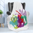 thumbnail image 4 of Yoga Soft Flannel Fleece Throw Blanket, Yoga Body Forms Poses Female Silhouettes Sportswomen Colorful Composition, Cozy Plush for Indoor and Outdoor Use, 70" x 90", Multicolor, by Ambesonne, 4 of 5