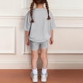 thumbnail image 4 of BVWKPCV Size 7-13y Girls Clothes 2 Piece Short-Sleeve Top and Shorts Outfits Set Trendy for Girls Outfits Size 7-14 Gray 9-10Y, 4 of 7
