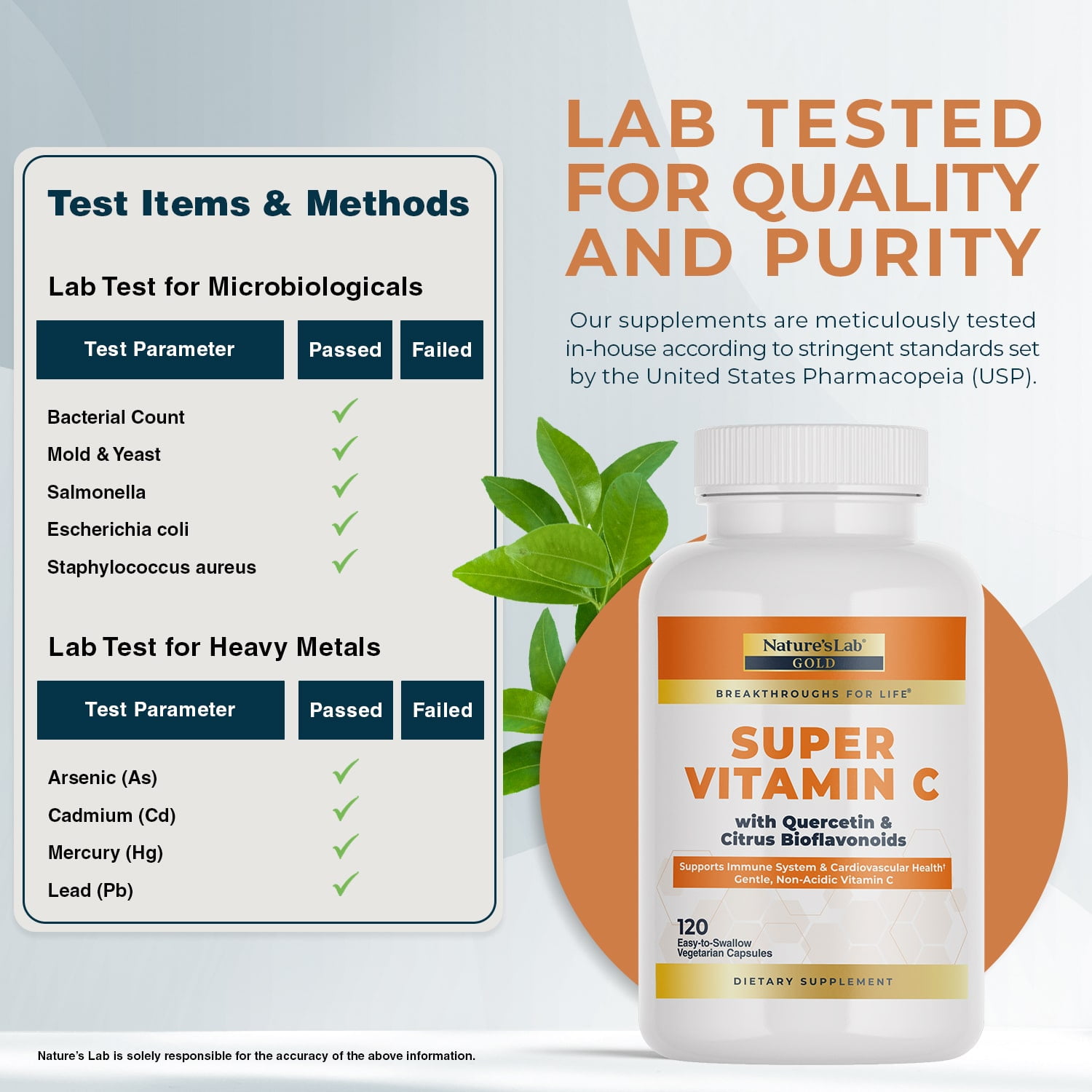 Nature's Lab Gold Super Vitamin C 1000mg, Bioflavonoids, Quercetin