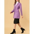 thumbnail image 6 of INSPIRE CHIC Women's Coat Solid Color Notched Lapel Single Breasted Winter Peacoat L Light Purple, 6 of 8
