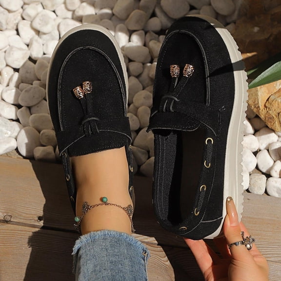 Ladies 2026 Summer Flat Shoes Solid Color Vintage Ethnic Low Cut Soft Sole Slip On Lightweight Cushioned Orthopedic Arch Support Wide Toe Box Comfort Walking Daily Footwear Black 41