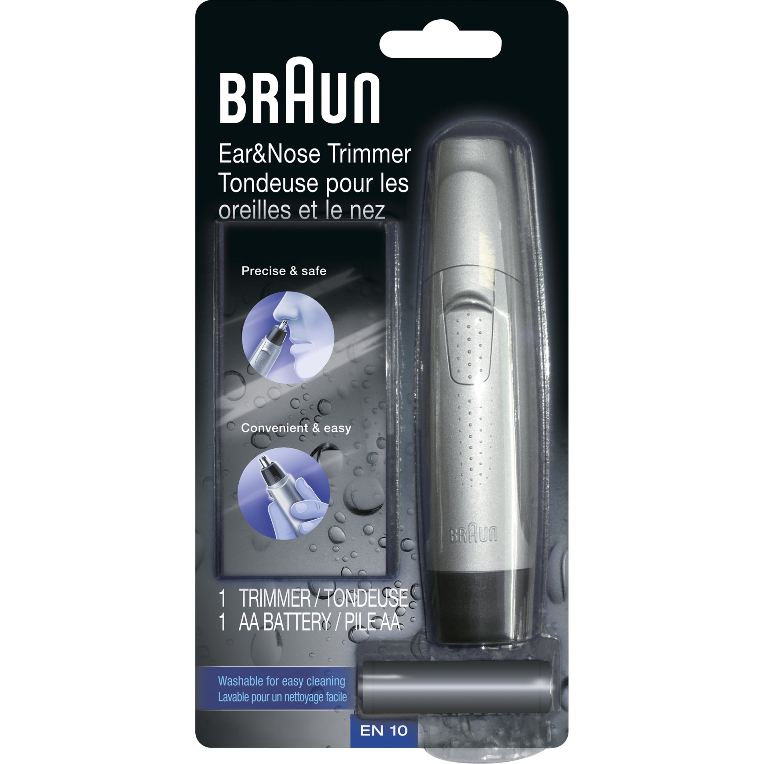 Braun Trimmer, Safe Ear Hair Nose Mens EN10 and and Precise
