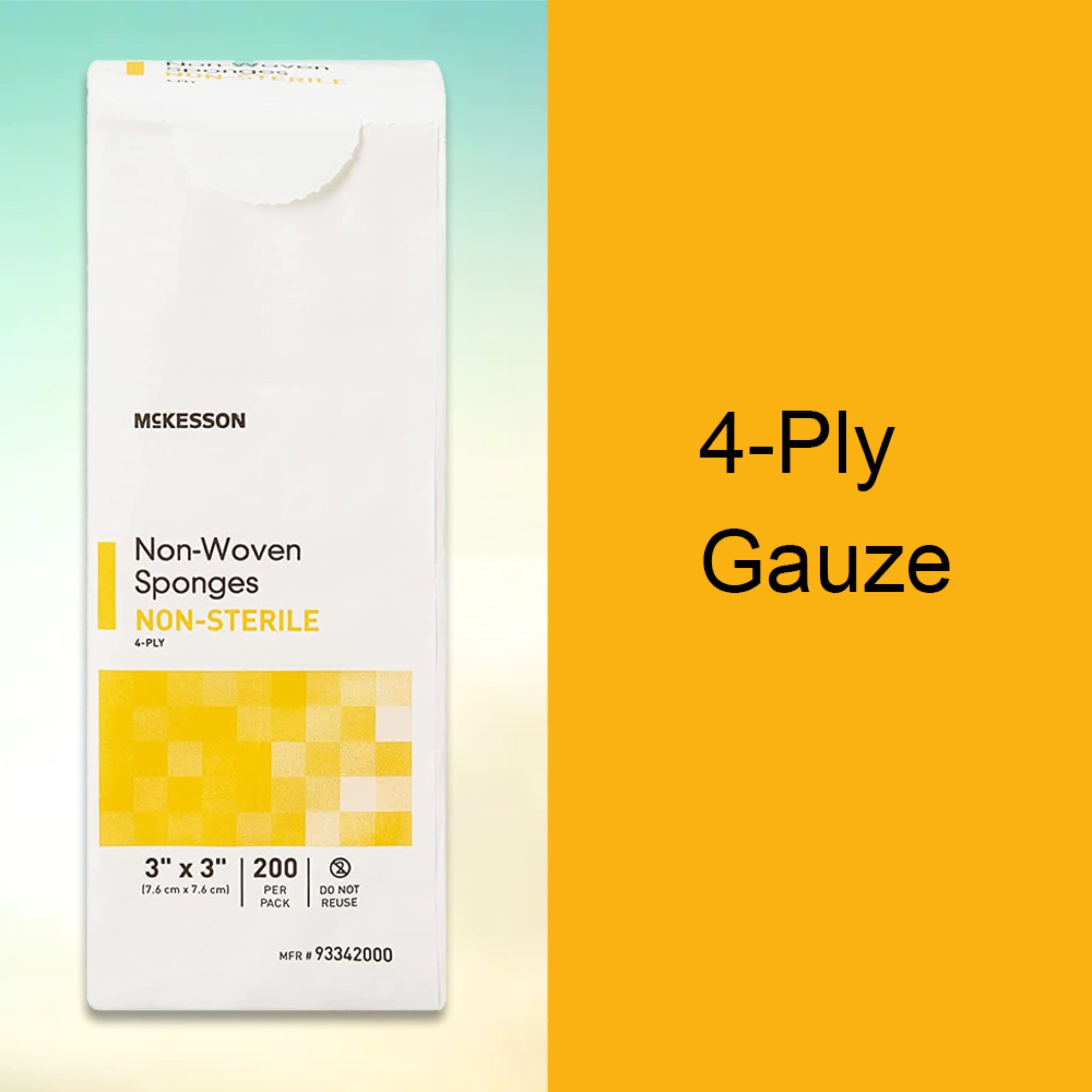 McKesson Non-Woven Gauze Sponges, Non-Sterile Wound Pads, 3 in x 3 in, 200 per Pack, 20 Packs, 4000 Total