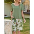 thumbnail image 3 of Loritta Lounge Set for Women 2 Piece Outfits Short Sleeve Round Neck Pjs Sleepwear, 3 of 5