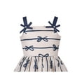 thumbnail image 4 of Girls Dress Suspender Bow Tie Stripe Sundress Summer Cotton Comfy Sleeveless 5 Years, 4 of 6