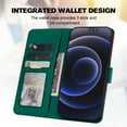 thumbnail image 2 of Allytech Wallet Case for iPhone 13 Pro Max with Cute Cartoon Pattern, 3 Card Slots + 1 Cash Slot + Wrist Strap, Premium PU Leather Stand Magnetic Clasp Shockproof Protective Case, Darkgreen, 2 of 8