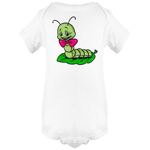 Smartprints Infants Graphic Tee - Green Caterpillar On Leaf - Regular Fit 100% Cotton
