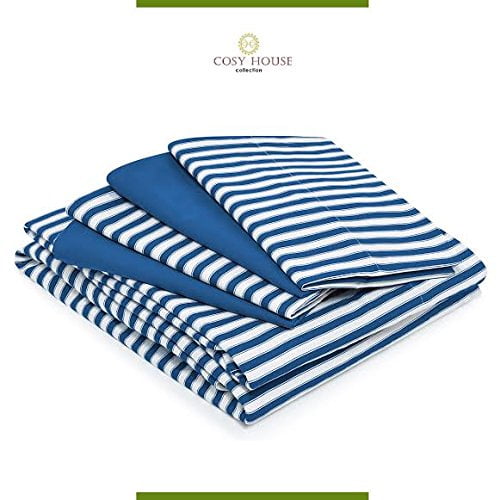 Striped Bamboo Bed Sheets Sets 6 Pc by Cosy House Collection Best Elegant, Clean, Cool, Soft