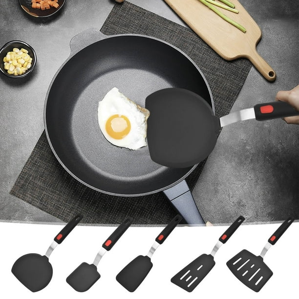 Espátulas antiadherentes, resistentes al calor hasta 600 °F, con gel de sílice, aptas para huevos y panqueques, juego de utensilios de cocina, para cocinar, compatibles con utensilios para hornear.