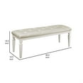 thumbnail image 5 of Lura 54 Inch Accent Bench- Button Tufted Foam Faux Leather- White Wood, 5 of 6