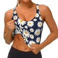 thumbnail image 4 of Vsdgher Daisy Floral Print Women Sleeveless Athletic Tank Top Built-in Bra Camisole Sports Vest for Yoga Running Fitness Exercise with Removable Pads, 4 of 8