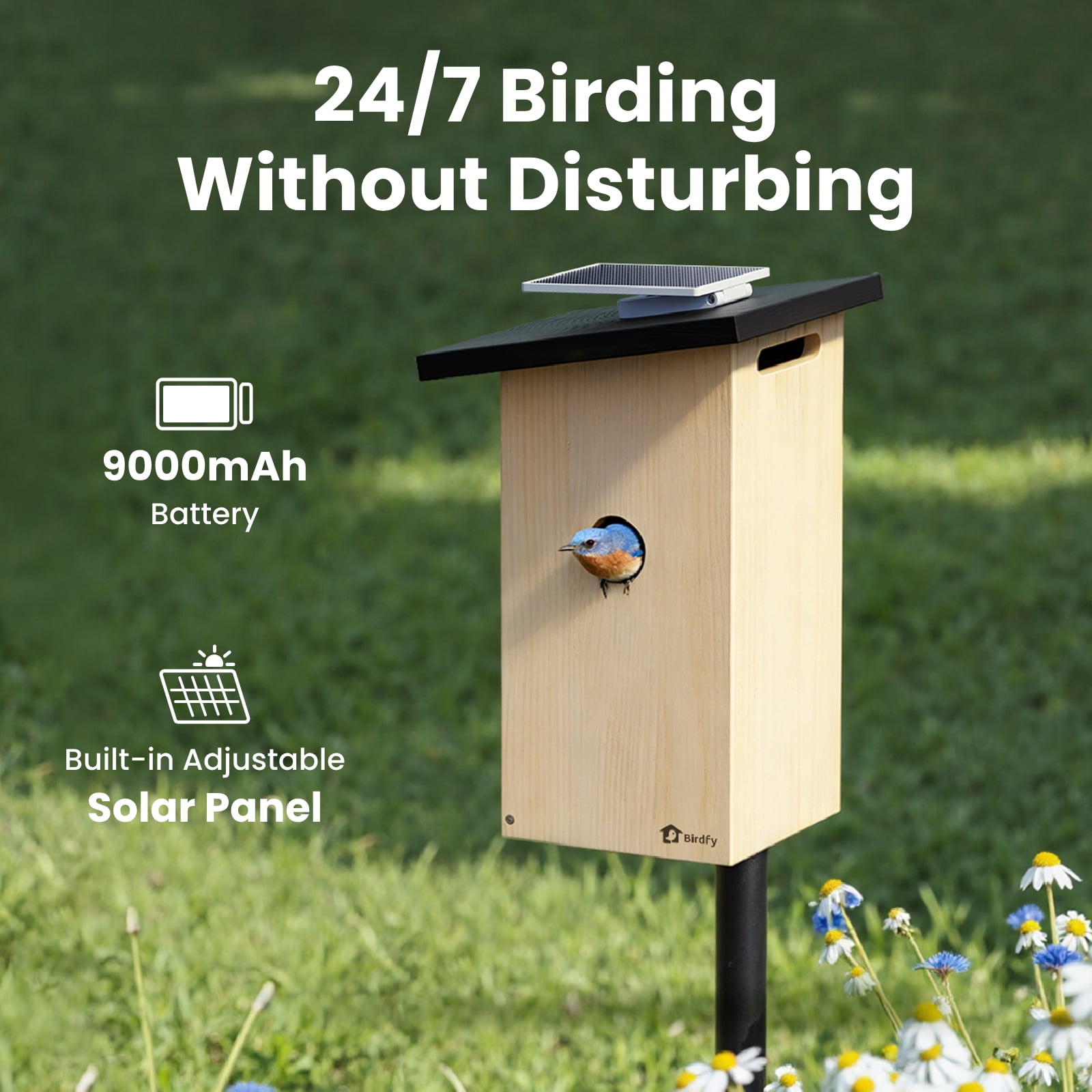 Birdfy Smart Bird Houses for Outside Solar Powered, 1080P HD Live View Bird House with Camera, Perfect Viewing Bird Nesting and Hatching, Bird Feeder with Camera for Most Birds