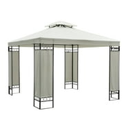 9.84x9.84ft Square2-Tier Gazebo Canopy Replacement Water-resistant Protected (Cream White)