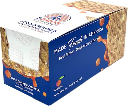 3Bros Wafels Dutch Caramel Stroopwafels, 20 packs| Original Recipe with Real Butter | Individually Wrapped