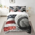 thumbnail image 2 of Erosebridal 3D Baseball Bed in a Bag Twin size, Vintage US Flag Bed Set, American Sport Bedding Twin Size, Ultra Soft Room Decor, 7 Pieces, 2 of 6