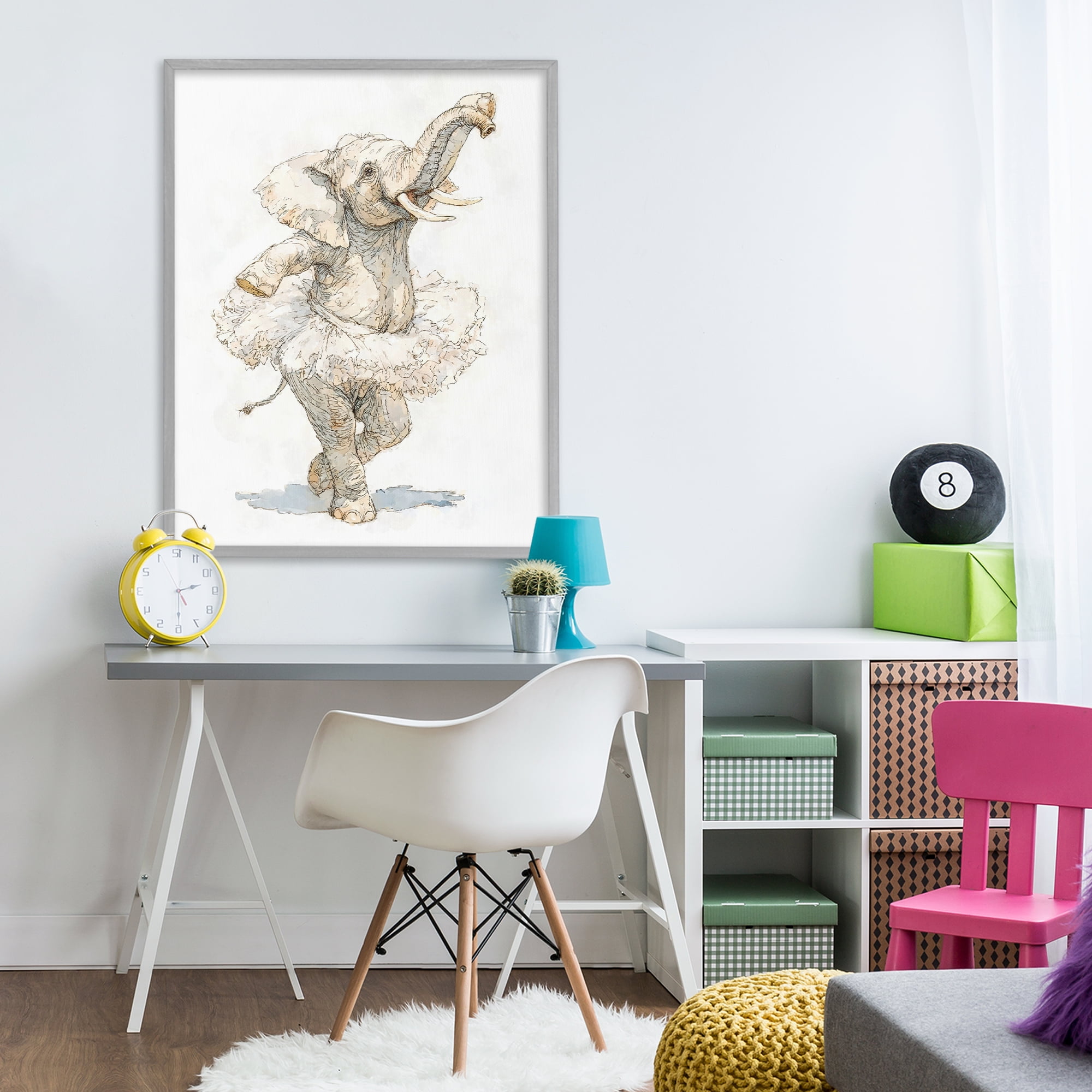 Ballet Elephant Tutu Gray Framed Giclee Art, design by Ziwei Li