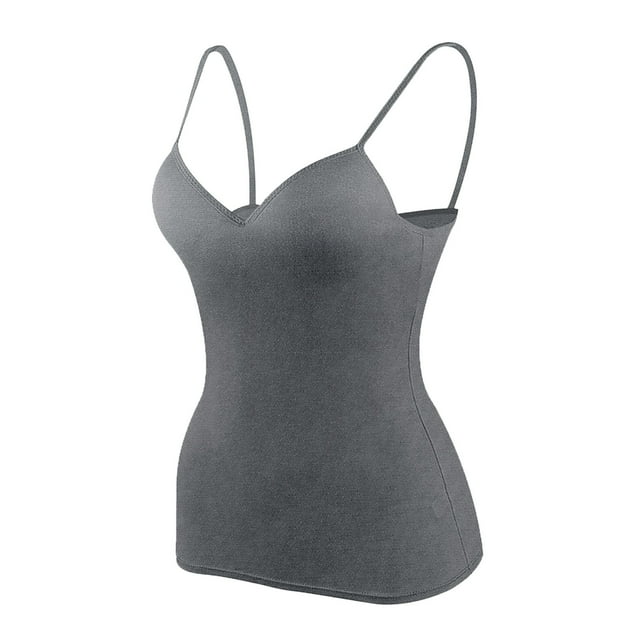 Hiiyo Women's Plus Size Camisole with Built-In Bra Layering Spaghetti Strap Tank Tops, Women's Plus Size
