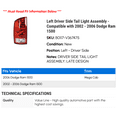 thumbnail image 2 of Left Driver Side Tail Light Assembly - Compatible with 2002 - 2006 Dodge Ram 1500 2003 2004 2005, 2 of 2