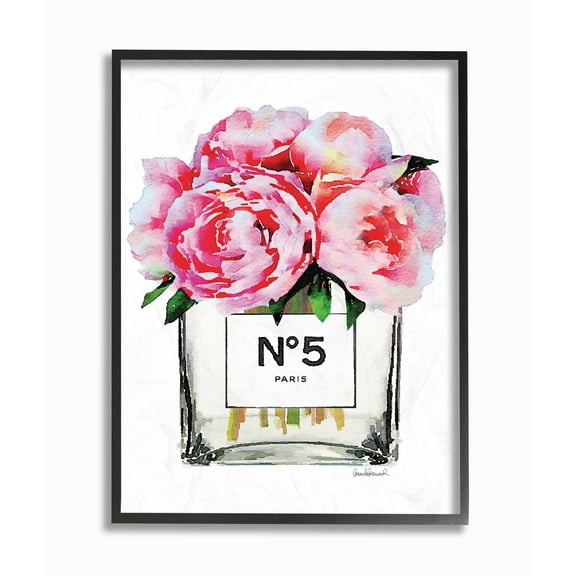 The Stupell Home Decor Collection Glam Paris Vase with Pink Peony Framed Giclee Texturized Art
