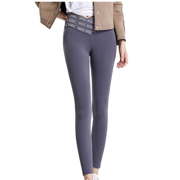 Hueook Fleece Lined Leggings Women Running Yoga Pants Sports High Waist Leggings Fitness and Body Care Running Purple L