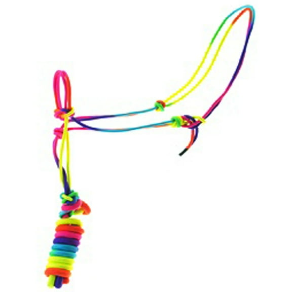 8 Ft Hilason Horse Halter Basic Poly Rope With Lead Rainbow