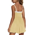 thumbnail image 5 of HKYNLAG Women Casual Strappy Romper Summer Spaghetti Strap Jumpsuits Sleeveless One Piece Overalls with Pockets Yellow M, 5 of 6