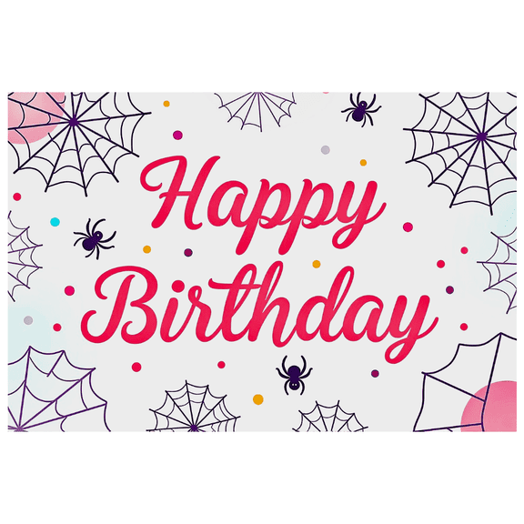 Neon Spider Theme Birthday Banner Decorative Easy Setup Halloween Banner for Party Decor Indoor Decoration Holiday Event