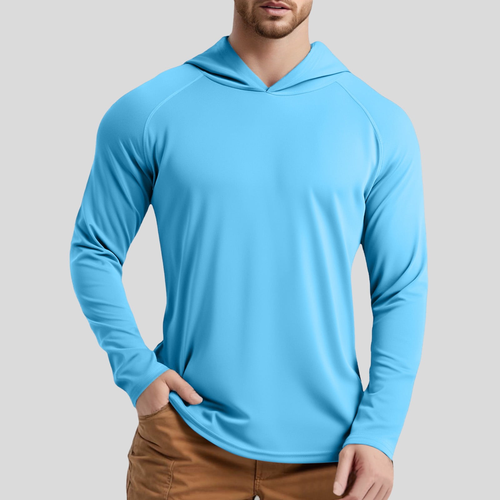 XDZJLR Mens T Shirt Hoodie Upf 50+ Hoodie Long Sleeve Quick Drying