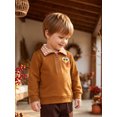 thumbnail image 4 of RUINIXCW Toddler Boy Thanksgiving Pullover Sweatshirt Quarter Zipper Lapel Neck Long Sleeve Croissant/Turkey Embroidery Tops, 4 of 9
