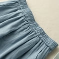 thumbnail image 3 of Hvot&aat Women's Casual Bermuda Shorts Elastic Waist Linen Wide Leg Shorts Baggy Solid Color Beach Shorts, 3 of 5