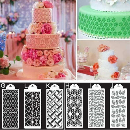

Walbest Cake Decorating PET Stencil Cookie/Cake Painting Template Printing Hollow Lace Flower Pattern Mold Baking Decorating Tool for Wedding Birthday Party Graduation Dessrt Making (15.3 x 5.9 )