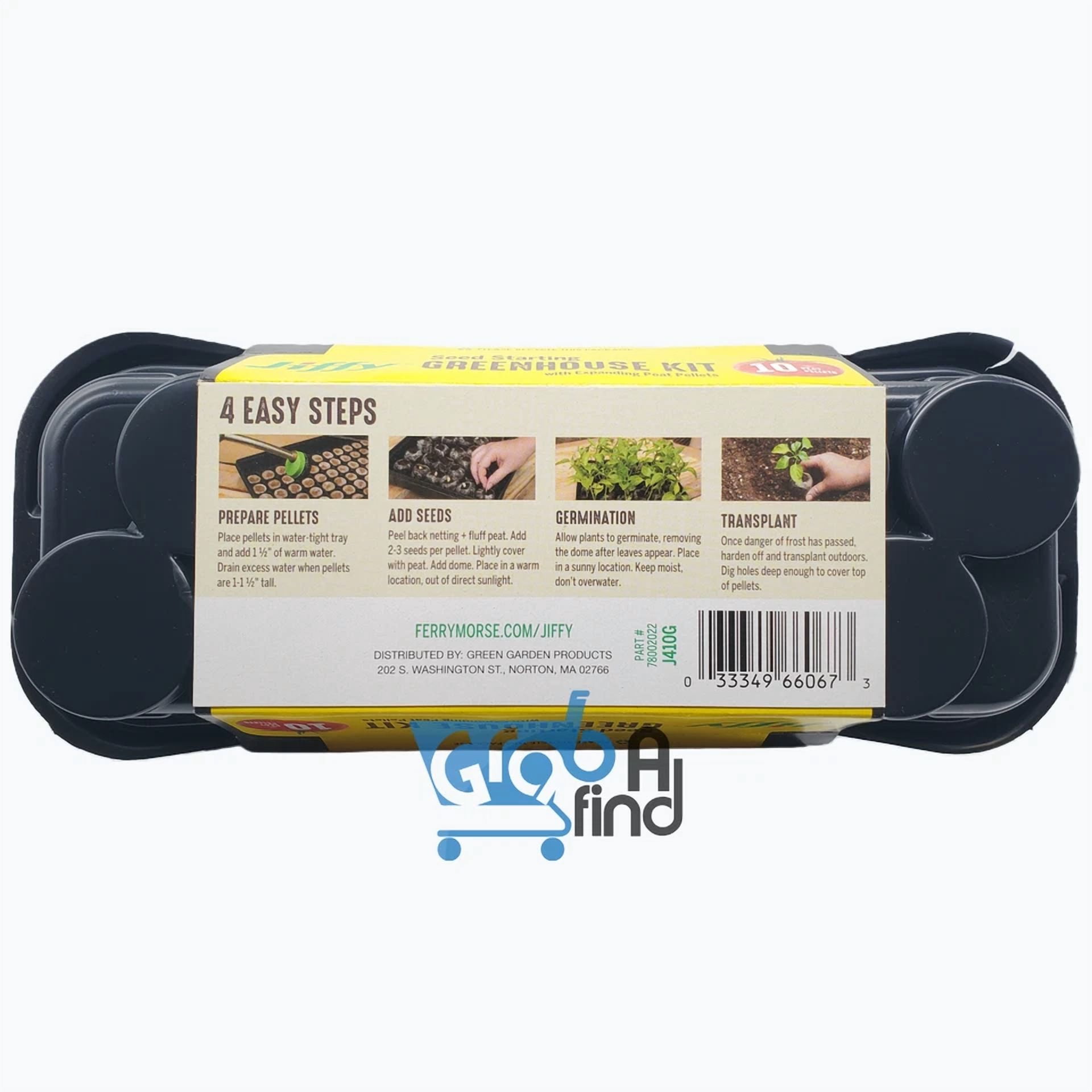 CRESTIN- Jiffy Tray 10 Peat Pellet Seed Starter Greenhouse Kit, 42Mm Pellets Includes Lid