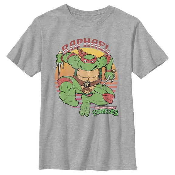 Boy's Teenage Mutant Ninja Turtles Distressed Raphael in Action  Graphic Tee Athletic Heather X Large