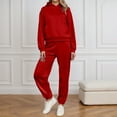 thumbnail image 2 of Lounge Sets 2 Piece Outfits Cropped Hoodie Sweatshirt and Sweatpants Women Sweatsuit Pullover Hoodie Tops and Pants Set Casual Sports Tracksuit Sweatshirt Jogger Sweatpants Warm Sports Suit - Red, 2 of 4