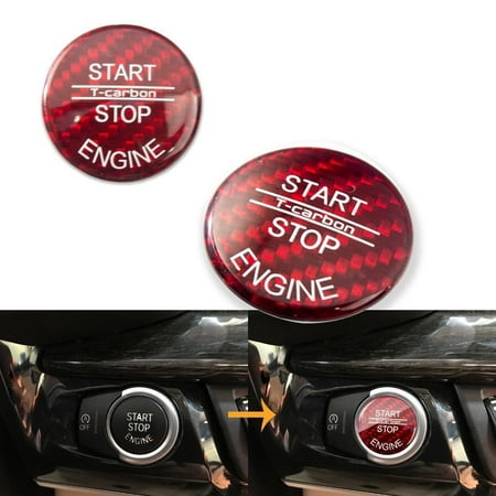 2007 Carbon Fiber Canister - Xotic Tech Red Carbon Fiber Keyless Start Stop Button Trim Cover Cap for BMW X5 X6 E70 E71 2007-2014